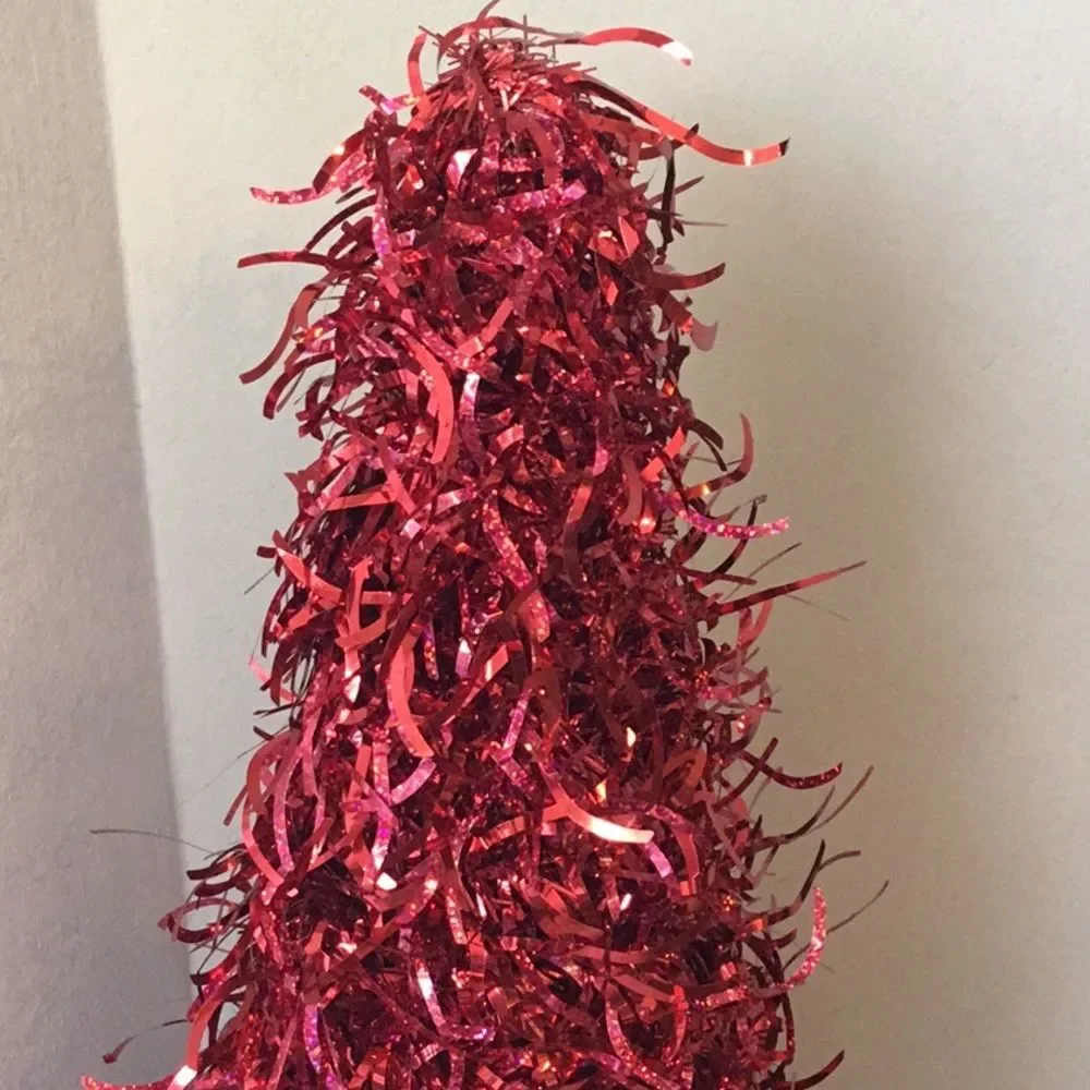 18” Red Christmas tinsel tree decor decoration classic